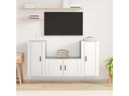 Vidaxl Conjunto Móveis De Tv 3 Pcs Madeira Processada Branco