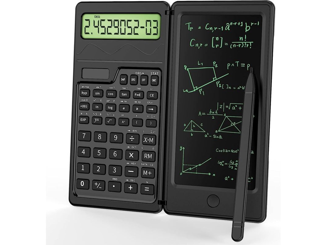 Calculadora Científica Fina com Tábua de Escrita Lcd Apagável de 6 Polegadas Dobrável Solar e Bateria