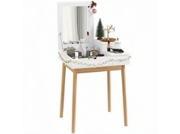 Penteadeira Com Espelho Mesa De Maquiagem Estilo Moderno - 2 Gavetas, Espelho Dobrável Para Quarto, Sala De Estar, 60 X 50 X 85,5 Cm Branco