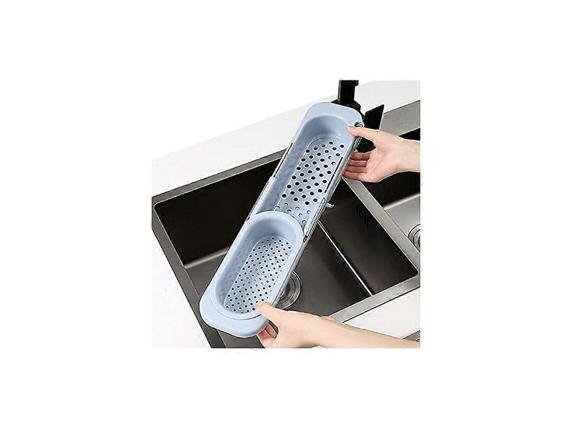 Canasta de Escurrido para Fregadero Ajustable, Estante Telescópico com Porta Esponjas e Sabão, Organizador de Cozinha Sem Furar
