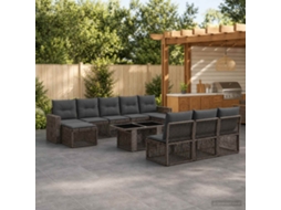 Vidaxl Conjunto De Sofá De Jardim 11 Unid. Cinza E Cinza Escuro