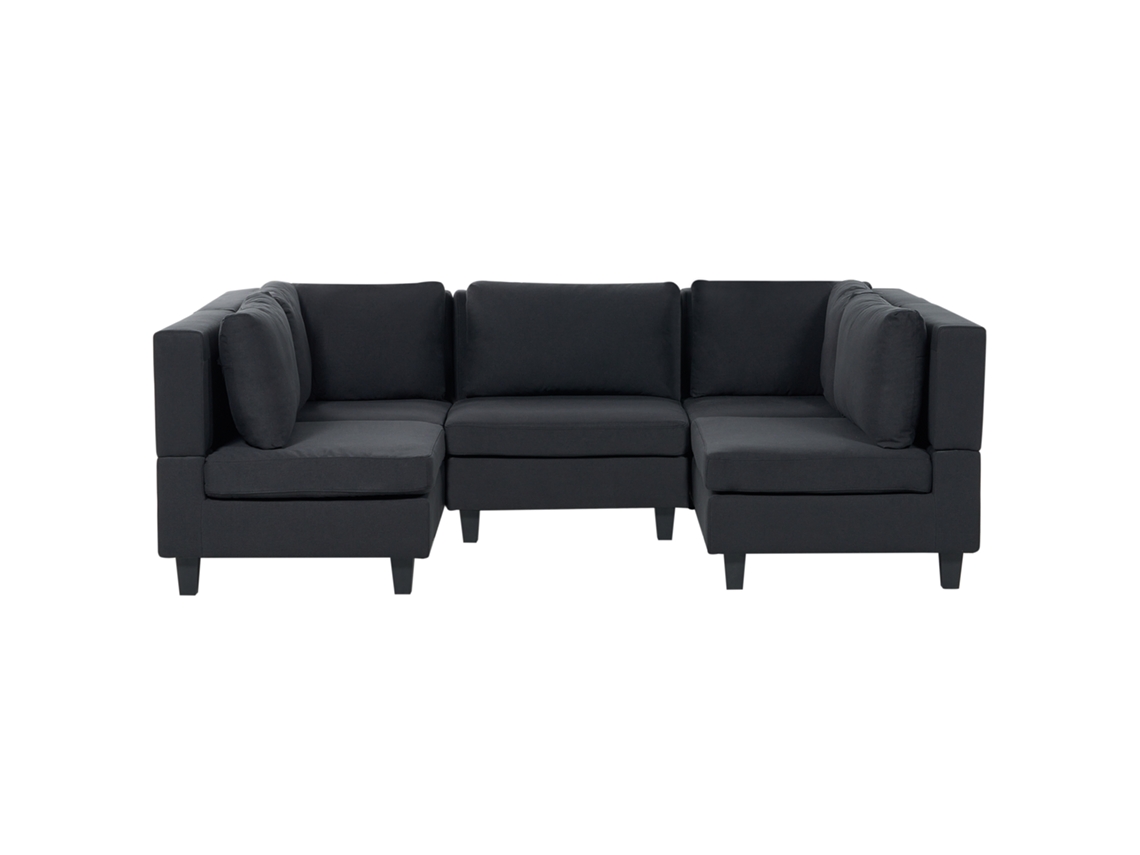 Sofá En Forma De U Beliani Unstad De Tela Negro 228x76x72