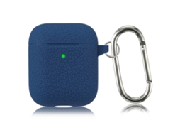 Capa protetora de silicone com textura de lichia, em cor sólida e design simples, com gancho, para fones de ouvido AirPods 1/2. GIECY