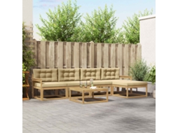 Vidaxl Conjunto De Sofás Para Exterior 6 Unid. Branco E Bege Poliéster