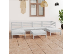 Conjunto Lounge Jardim Pinho Maciço Branco 7 Pcs Dkd Home Decor