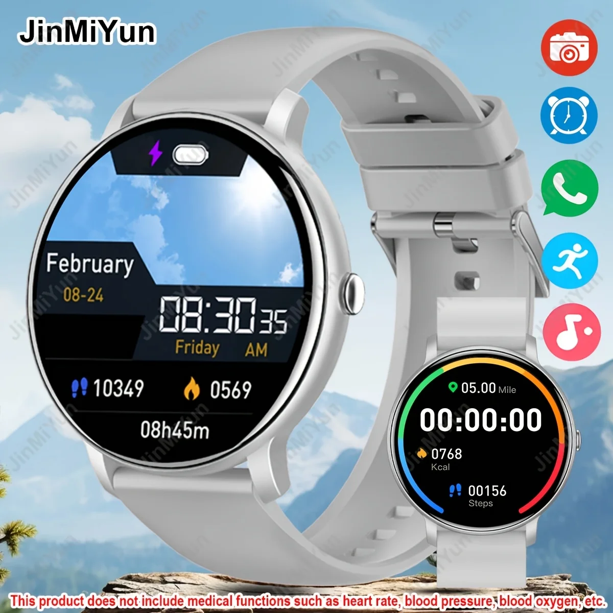 (prateado) Smartwatch Com Chamadas Sem Fio E Uma Confortável Pulseira De Silicone.