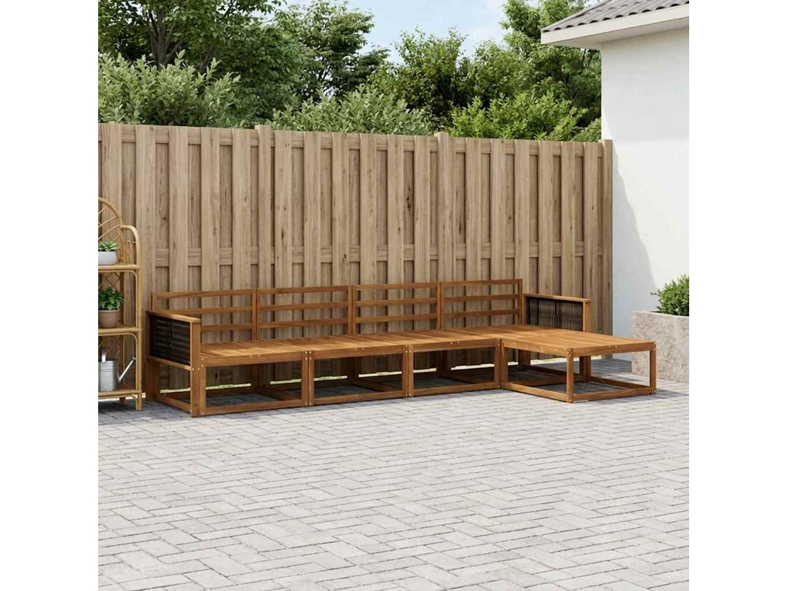 Vidaxl Conjunto De Sofás Para Exterior 5 Pcs Natural