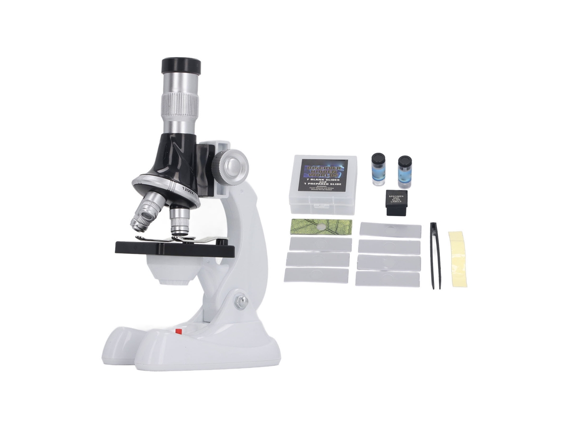 Kit De Microscópio Para Crianças Com 100x 600x 1200x Aumento Lentes Objetivo Brinquedo Educativo Científico
