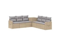 Vidaxl Conjunto De Sofás 7 Pcs Bege E Cinza Claro