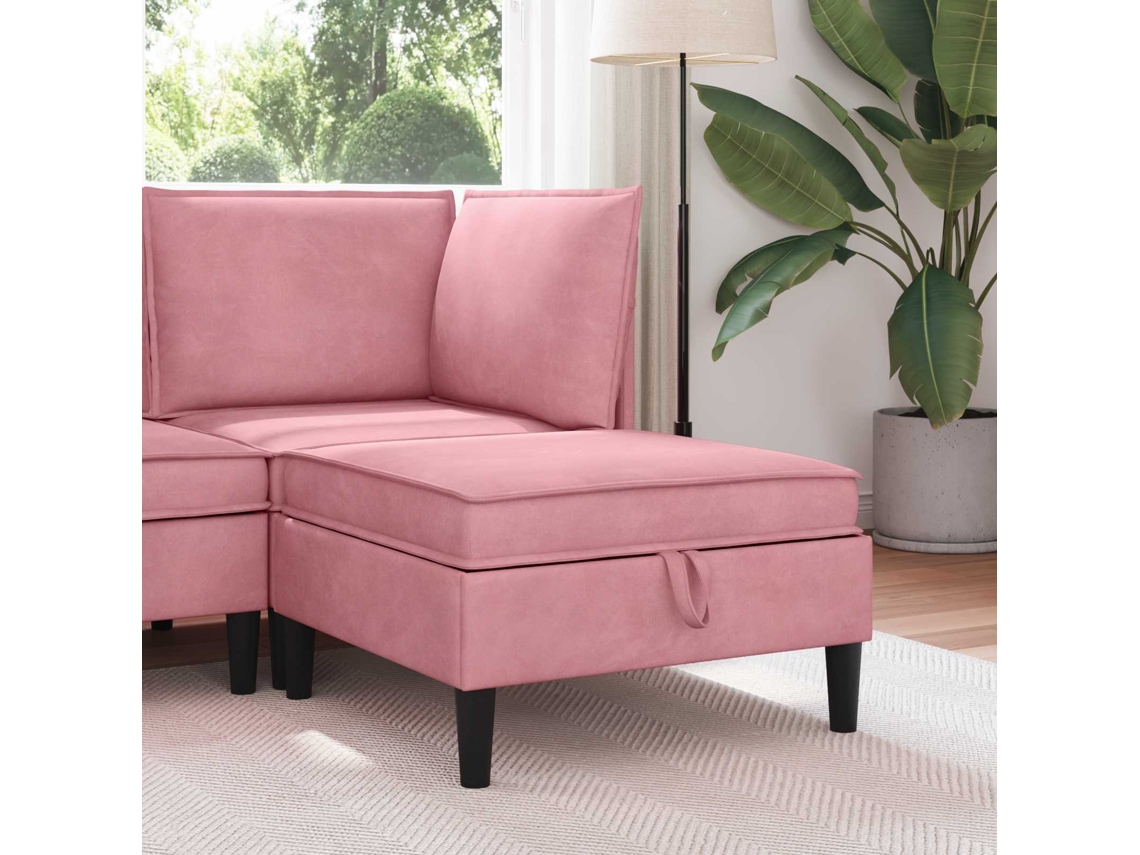 Vidaxl Puff Com Armazenamento Rosa Veludo