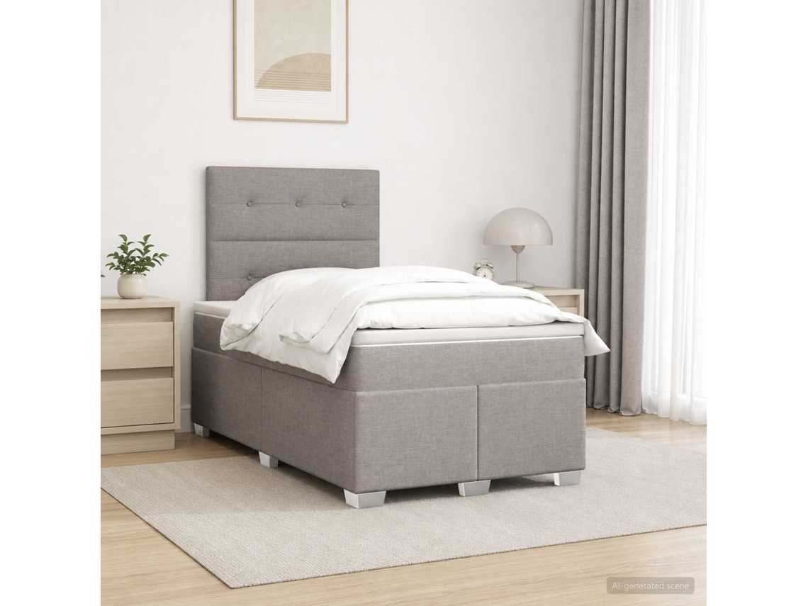 Vidaxl Cama Box Spring Com Colchão Cinzento-acastanhado 120 X 200 Cm