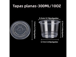 50 Copos Descartáveis De Plástico Para Sobremesa Com Tampas (tampa Plana De 3000ml) E Copos Para Salada.
