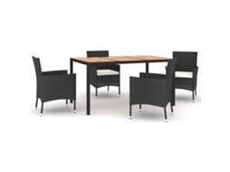 Maison Exclusive - 5 Pcs Conjunto De Jantar P/ Jardim C/ Almofadões Vime Pe Preto