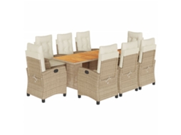 Maison Exclusive - Conjunto 9 Peças Jantar P/ Jardim Com Almofadões Vime Pe Bege