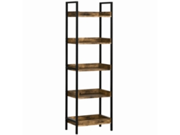 Estante de livros industrial com 5 prateleiras de madeira e metal 48x30x155cm Marrom