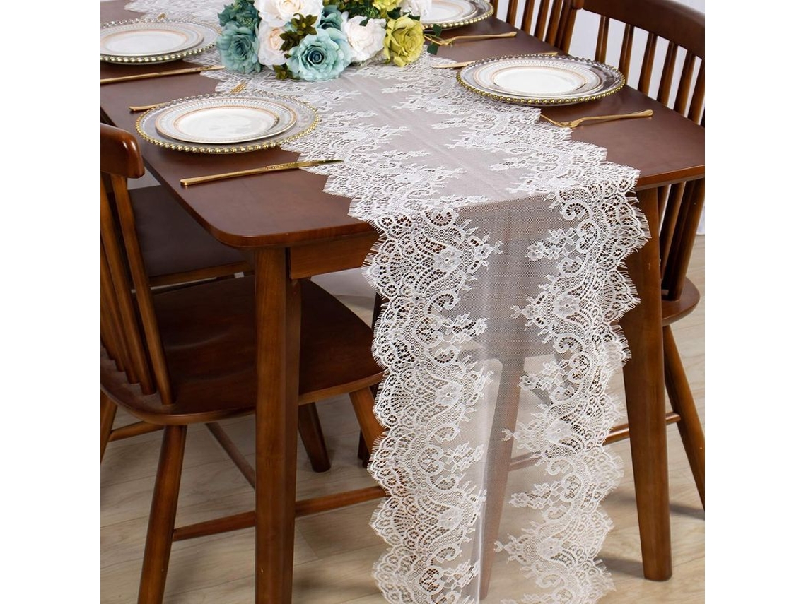 Mantel De Encaje Blanco 17x118 Pulgadas 2 Paquetes Mantel De Encaje Clásico Para Eventos Y Uso Diario