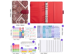 Vintage Ethnic Jacquard Fabric Loose Leaf Notebook With Buckle Closure, Red Cloth Texture, Craft Journal Gift Set