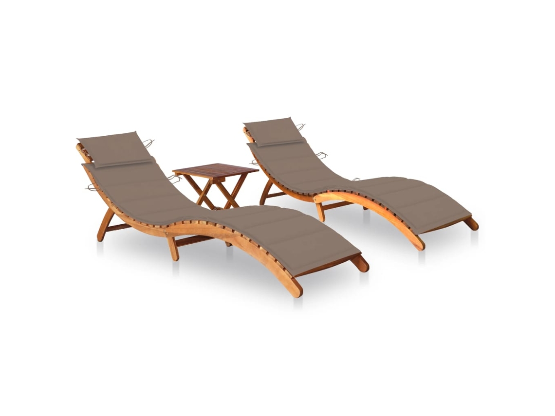 Sun Lounger, Sun Loungers Vidaxl Cinzento-acastanhado Madeira De Acácia (n/a)