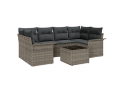 Conjunto 7 Móveis De Jardim Vidaxl Cinzento Vime Pe (55 X 55 X 37 Cm)
