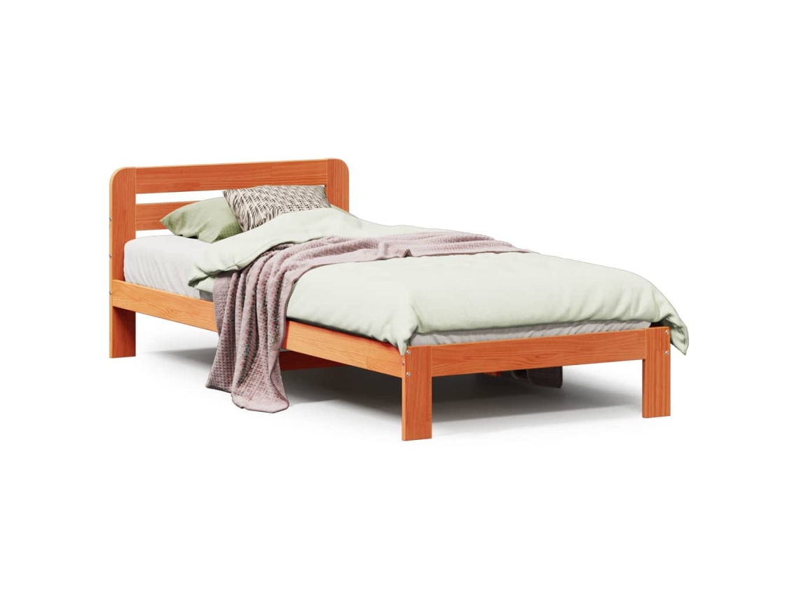 Cama Sem Colchão 90x190 cm Madeira de Pinho Maciça Castanho mel MAISON EXCLUSIVE