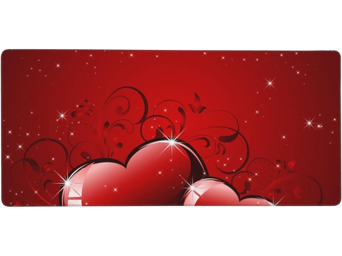 Mousepad Grande para Computador com Estampa de Corações Brilhantes o Dia Dos Namorados, Base Borracha Antiderr
