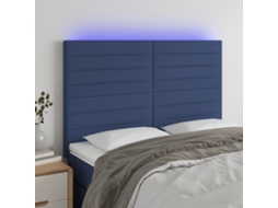Cabeceira Camapainel De Cabeceira C/ Led Tecido 144x5x118/128 Cm Azul Lovely Home