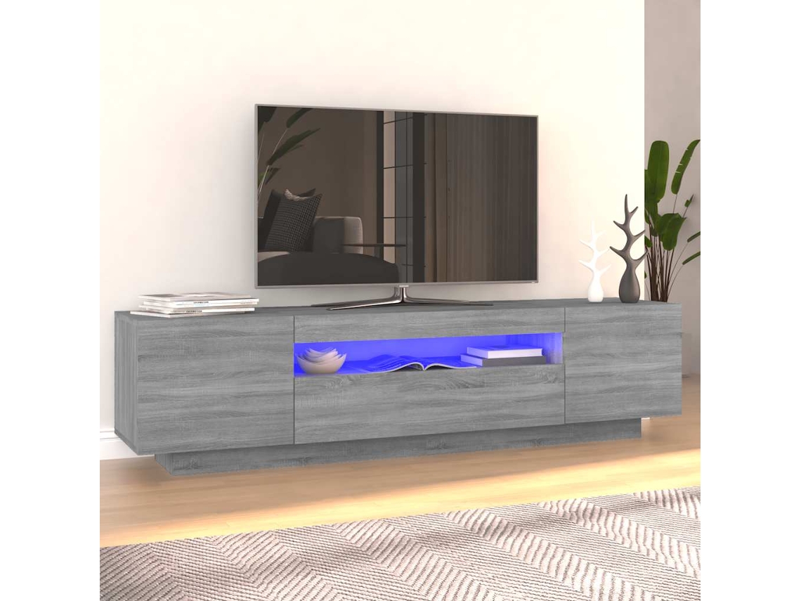 Vidaxl Móvel De Tv Com Luzes Led 160x35x40 Cm Sonoma Cinzento
