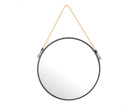 Espelho De Parede Redondo D38 Com Moldura Metálica E Corda Max Home