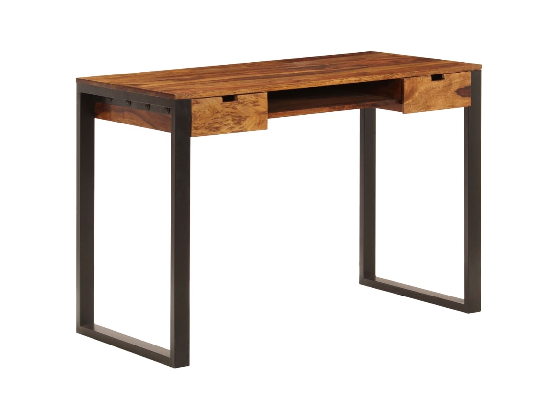 Vidaxl Secretária 110x55x78 Cm Madeira De Acácia Maciça E Aço