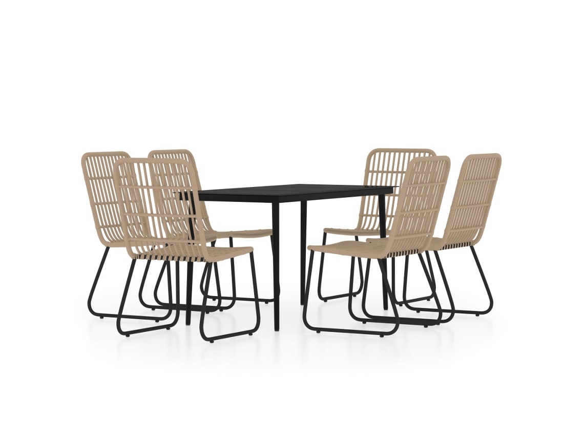 Maison Exclusive - 7 Pcs Conjunto De Jantar Para Jardim Cor De Carvalho