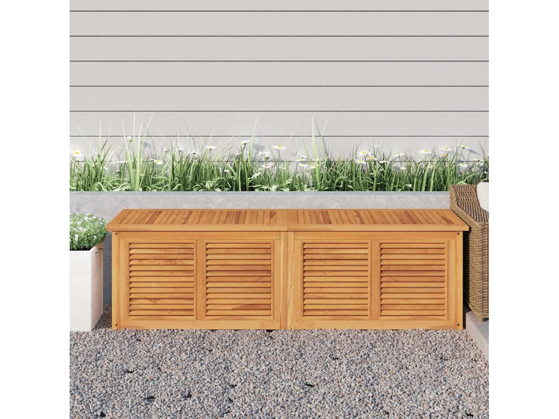 Vidaxl Caixa De Arrumação Para Jardim Com Saco 175x50x55cm Teca Maciça