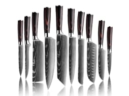 Conjunto De Faca De Cozinha, Padrão Laser Damasco, Faca Japonesa Santoku, Conjunto De 10 Peças Oem