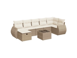 Conjunto de 8 Sofás para Jardim com Almofadões Vime Pe Bege MAISON EXCLUSIVE (8 pcs)