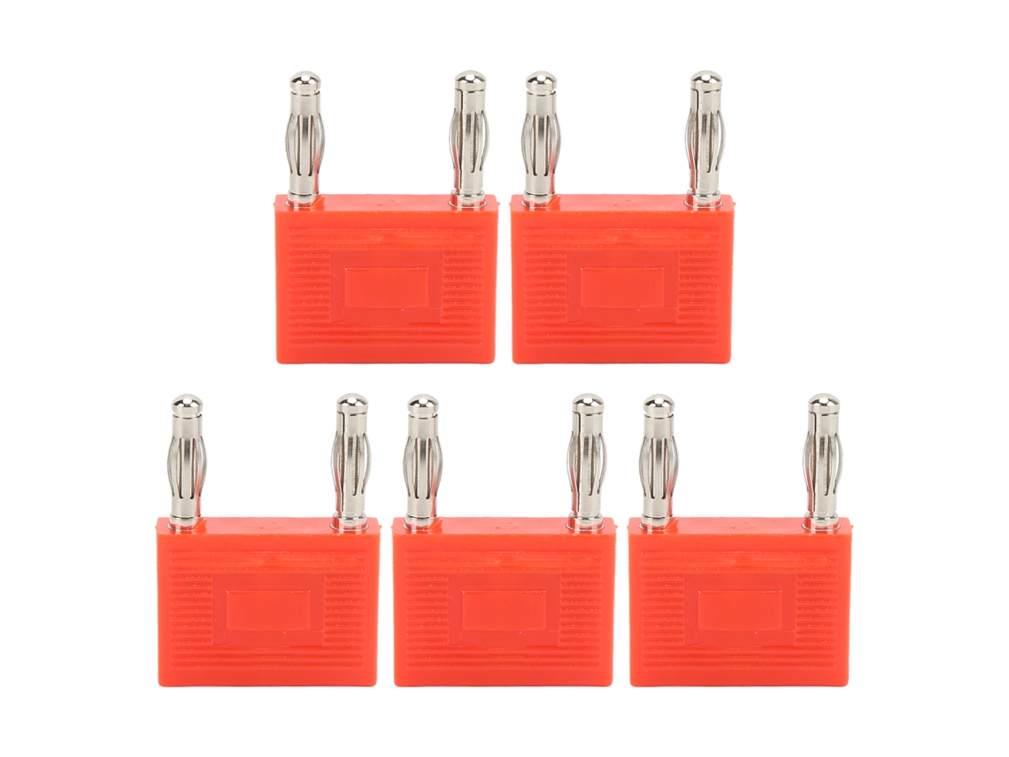 Conjunto De 5 Conectores Banana Duplos Em Cobre Niquelado Para Cabo Alto, Falante(vermelho)