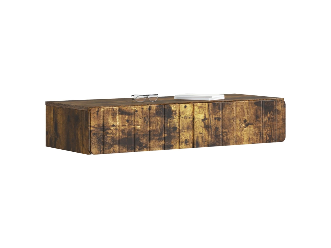 Mesa Lateral de Parede Carvalho Fumado 87,5x34,5x17cm MAISON EXCLUSIVE