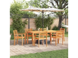 Vidaxl Conjunto De Jantar Para Jardim 7 Unid. Castanho