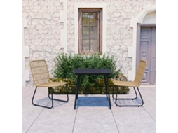 Vidaxl 3 Pcs Conjunto De Jantar Para Jardim Vime Pe E Vidro