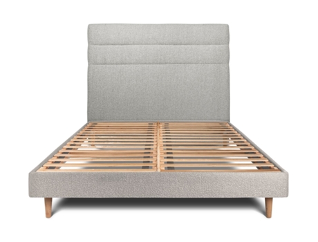 Cama com Cabeceira Linha Bouclette SOMMEIL_DE_PLOMB Tecido Cinzento (200x200cm)