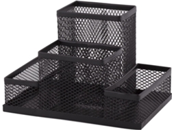 Organizador de Mesa Preto , 202 X 103 X 98 Mm, Porta, Canetas de Metal, Prateleira de Mesa com Porta, Notas em Tela BRILVIBERA (1 Unidade)