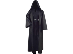 Fantasia completa de Anakin Skywalker Jedi com túnica, capa e acessórios para cosplay, Halloween, adulto, preta.