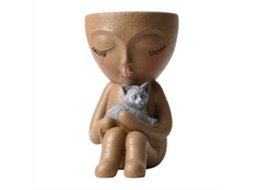 Laxiscreed Vaso De Resina Com Menina, Cão E Gato Para Decoração Criativa De Casa