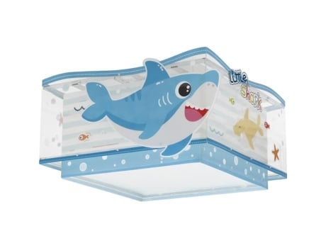 Plafon - Dalber - Little Shark - Padrão tubarão - C 31 cm - A 17 cm - Branco, azul e verde