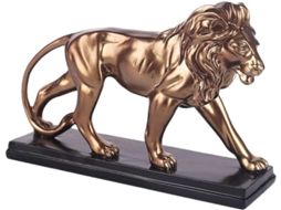 Enfeite Filhote Resina Dourada Estatueta Decorativa Elegante Portátil Presente Artístico Exclusivo Leão Casa GOKOCO