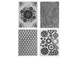 4 Plantillas De Relevo De Plástico Para Artesanato, Cartões, Scrapbooking E Papel.