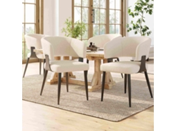 Cadeira De Sala De Jantar 4 Peças Stuhl Ergonômica Leve Com Encosto Curvo Bege Estilo