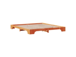 Conjunto 1 Estrutura Da Cama Vidaxl Castanho Madeira De Pinho Maciça (180 X 200 Cm)