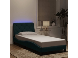 Vidaxl Estrutura De Cama Com Led Sem Colchão 90x200 Cm Veludo Verde-escuro