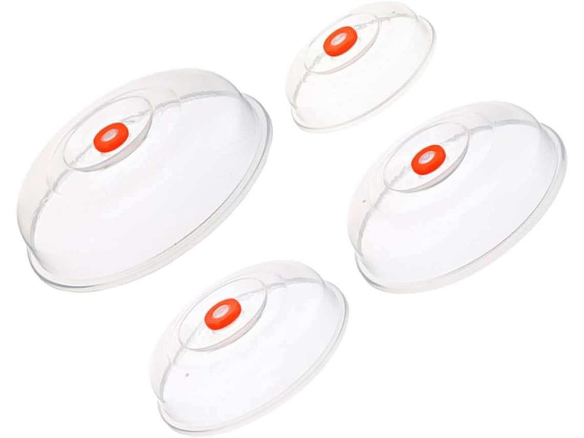 De 4 Tampas Transparentes Para Alimentos No Micro Ondas, Anti Respingos, Leves E Duráveis, Próprias Para Micro Ondas. Gokoco