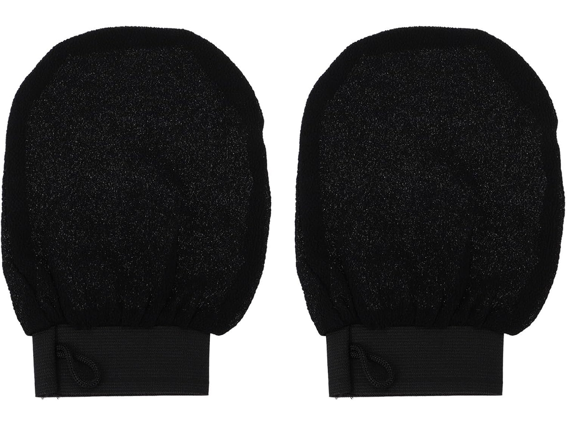 1 Par De Esponjas Esfoliantes Pretas Para O Corpo, Massagem Confortável E Remoção De Impurezas.