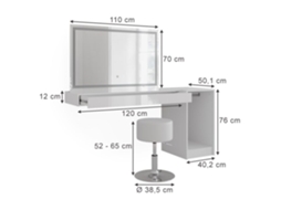 Cabeleireiro Sherry, 120cm 4 Partes, Branco, Vicco 59572
